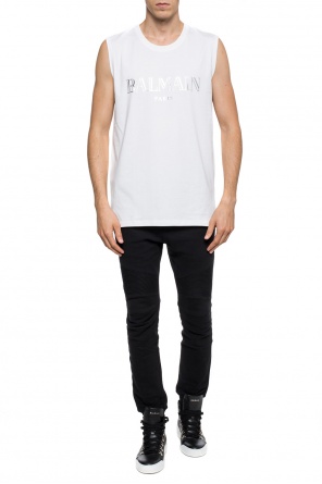 Branded sleeveless t-shirt, zdjęcie 2 Branded sleeveless t-shirt od Balmain